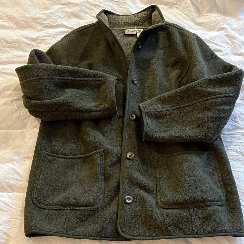 L.L. Bean Women's Olive Fleece Shirt Jacket
